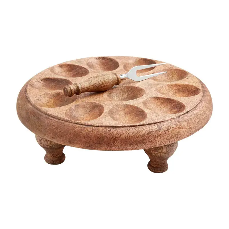 Wood Pedestal Devil Egg