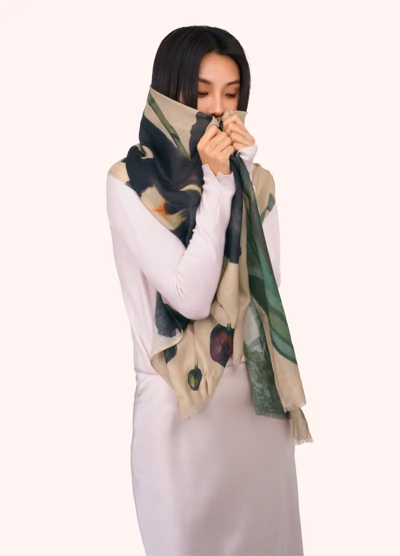 Wool Blend Wrap Scarf - Midnight Orchid