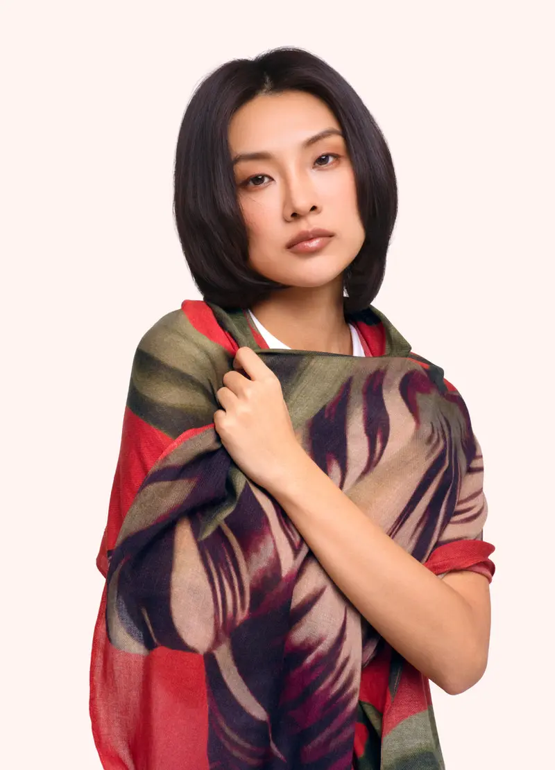 Wool Blend Wrap Scarf - Tulip