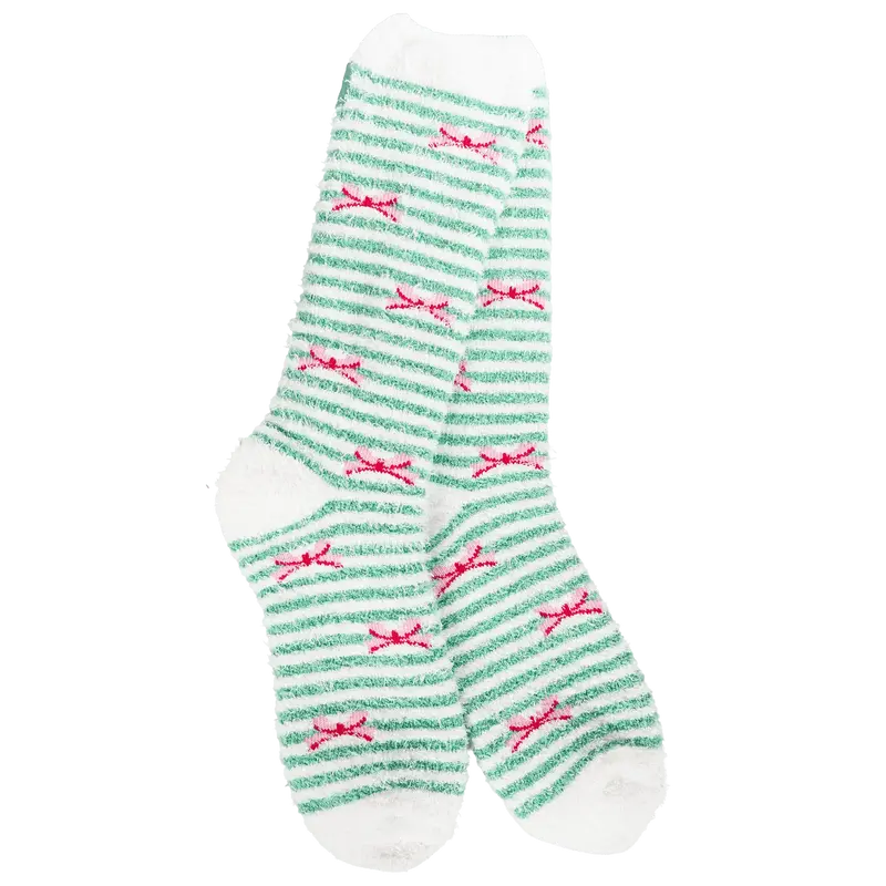 World's Softest Cozy Holiday Bow Crew Sock