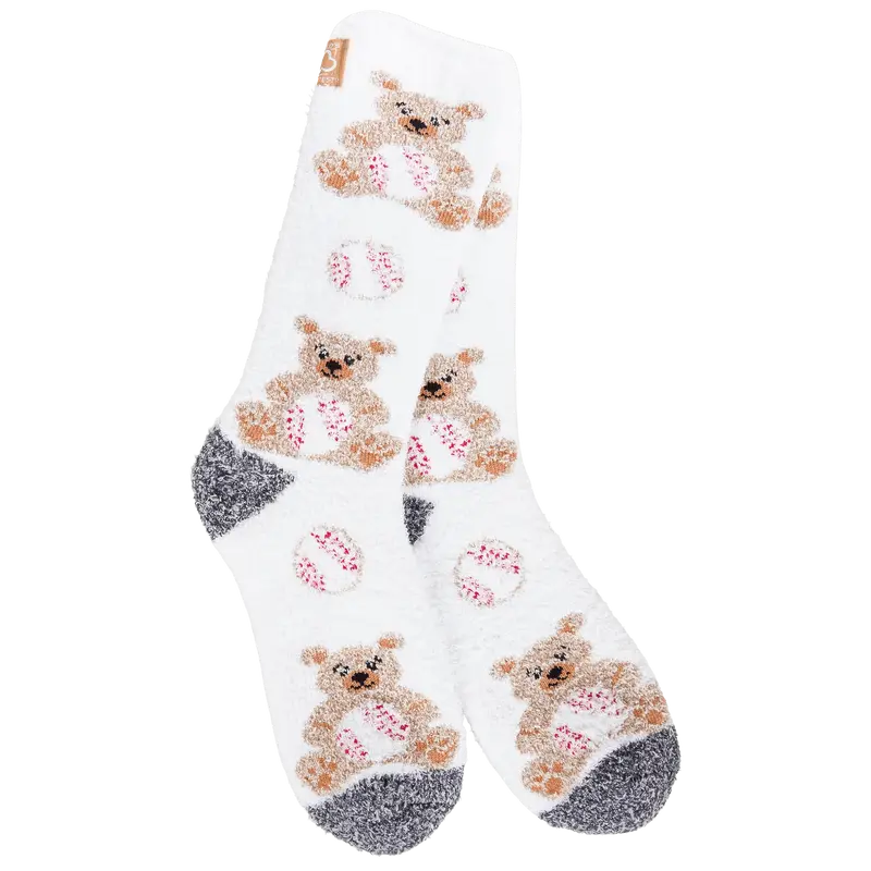 World's Softest Cozy Teddy Bear Baseball Crew Sock