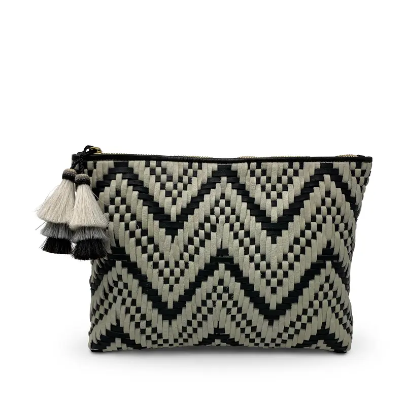 Woven Black and White Medium Pouch