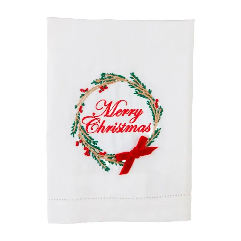 Wreath Embroidered Towel by Mud Pie