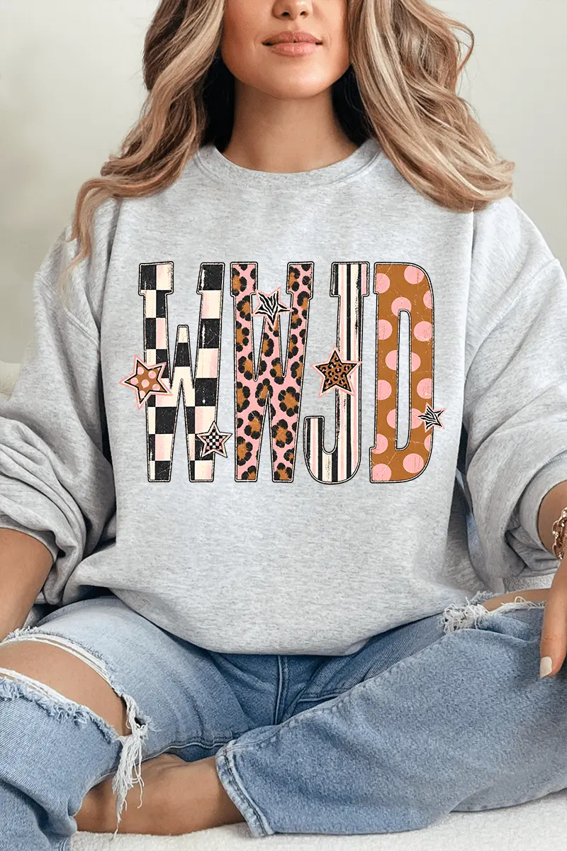 WWJD Pattern Pop Heavy Blend Crew Sweatshirt