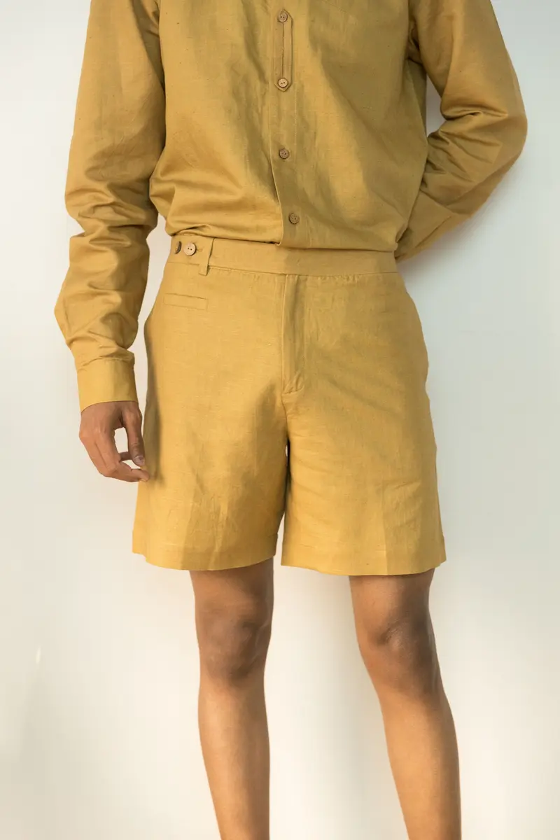 Yellow Cotton Shorts