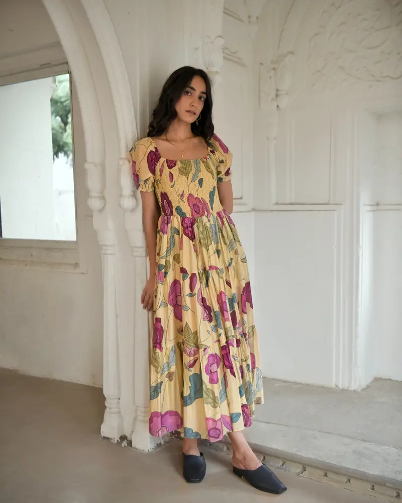 Yellow Printed Maxi Dress