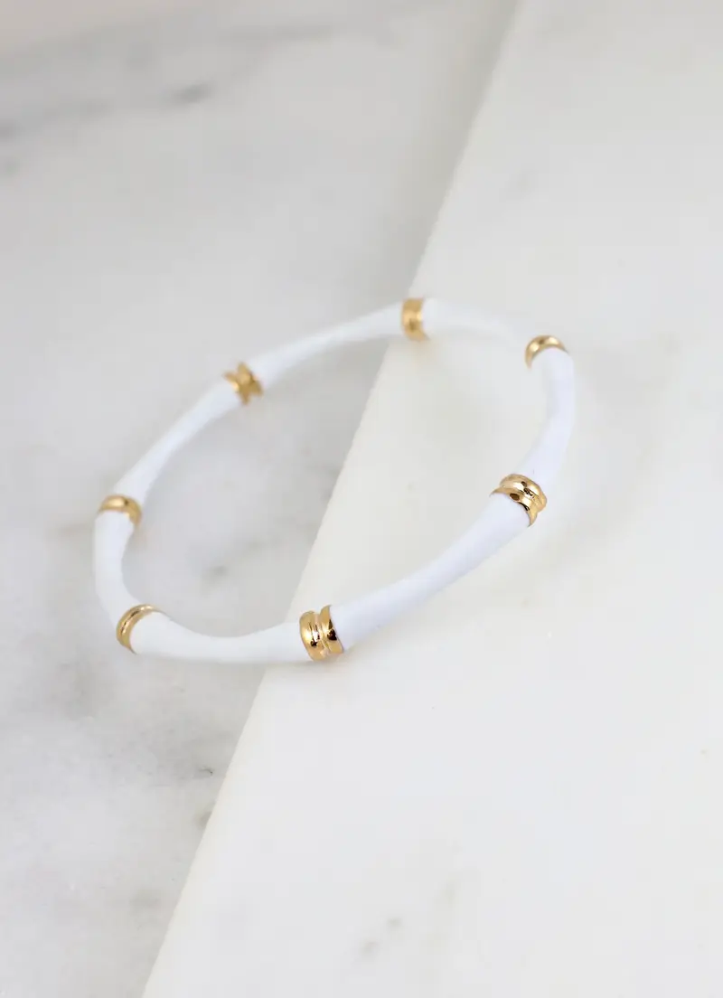 Yuma Enamel Bangle Bracelet White