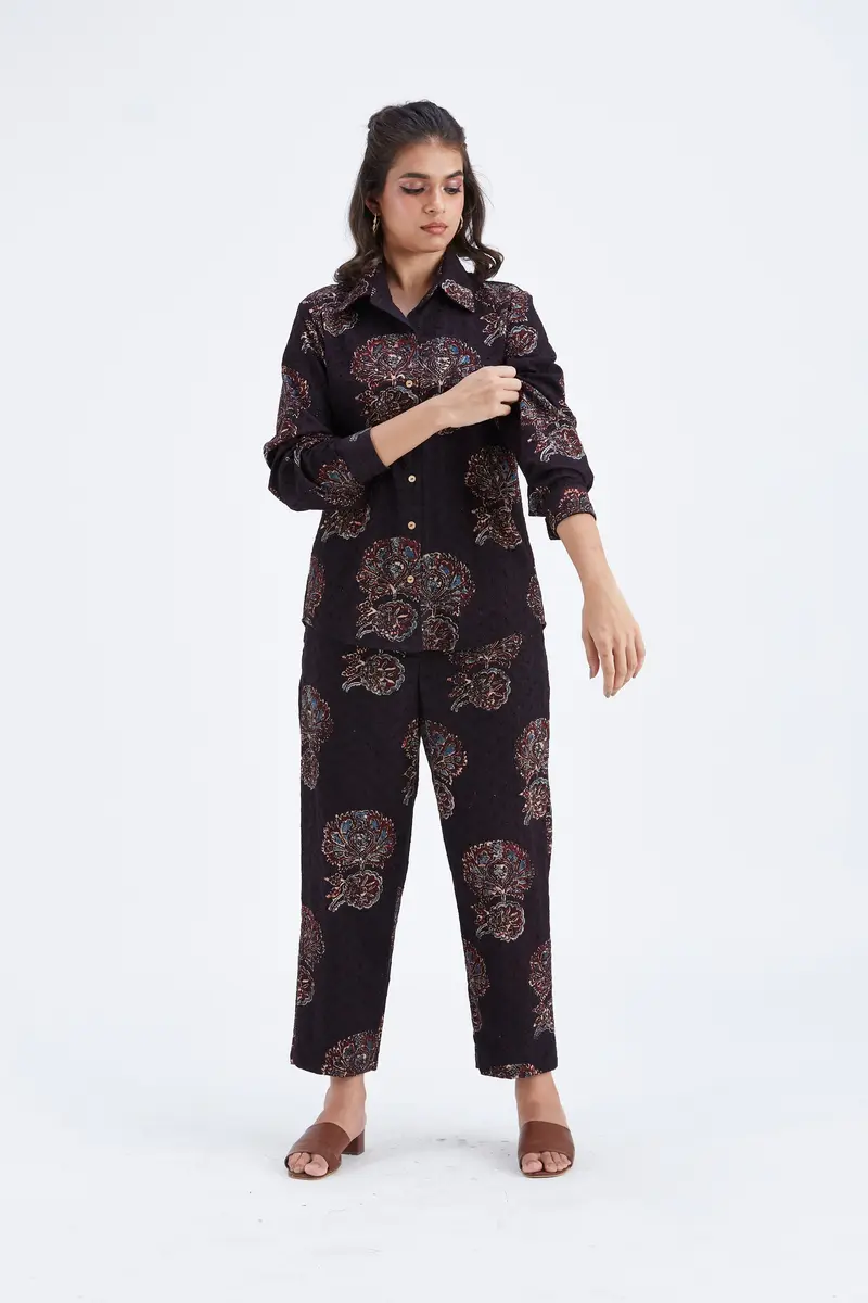 Yuna Black Printed Cotton Co-ord set