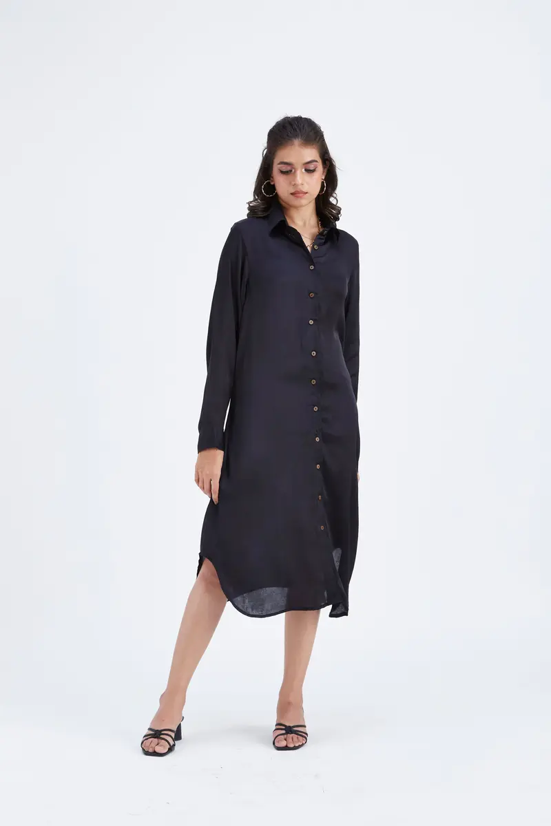 Zae Black Printed Modal Dress