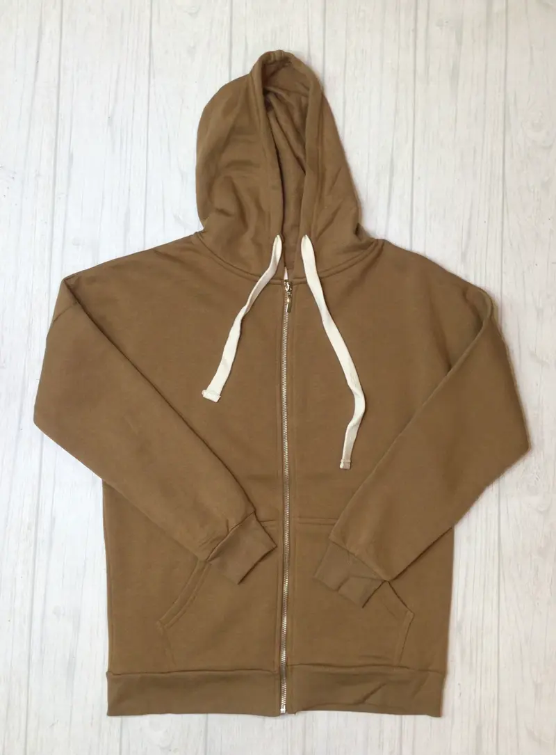 Zipped hoodie-camel