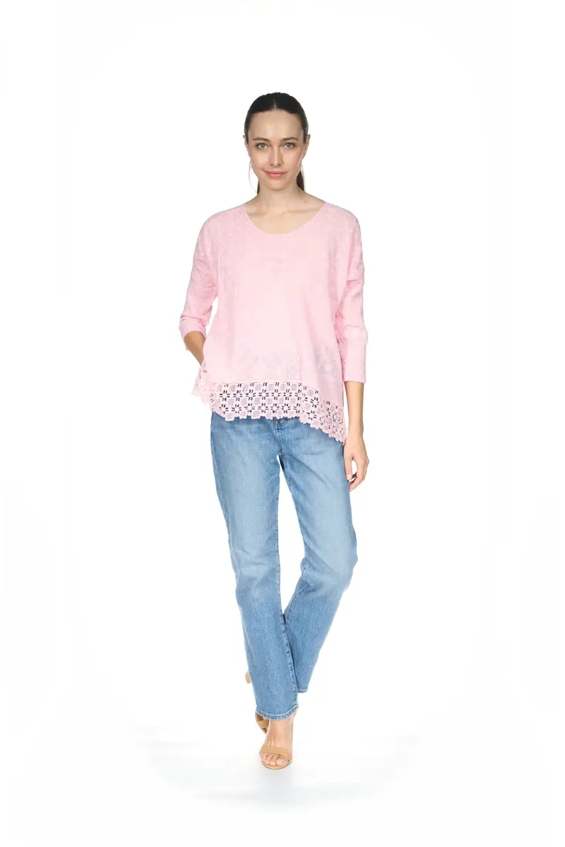 Zora Stitchwork Blouse in Romance Rose